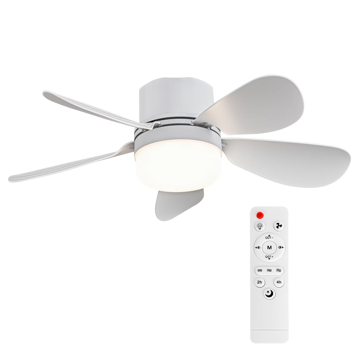 Socket Fan Light with Remote Control, Portable Small Ceiling Fan with Lights for Bedroom, Kitchen, Living Room, with Dimming Function, 1000 Lumens, Screws into E26/E27, 16.54 Inches Diameter