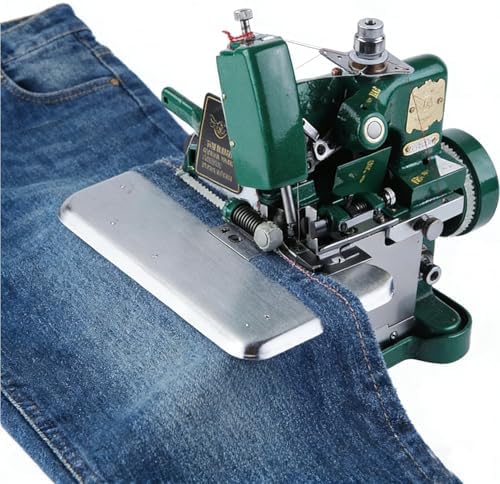 High-Speed Industrial Overlock Sewing Machine, Lightweight 3000 SPM, 1-Step Hemming & Edge Trimming, Perfect for Mending & Fine Hemming, Durable Blue Design