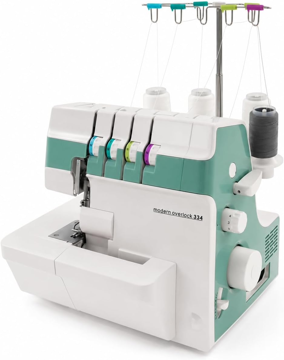 Industrial Electric Serger, 4/3/2 Thread Serger, Electric Overlock Sewing Machine, Metal Frame Overlock Machine with LED Light, 1200 Stitches for Garment Shop & Home Sewing