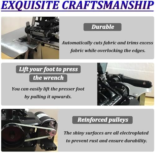 High-Speed Industrial Overlock Sewing Machine, Lightweight 3000 SPM, 1-Step Hemming & Edge Trimming, Perfect for Mending & Fine Hemming, Durable Blue Design