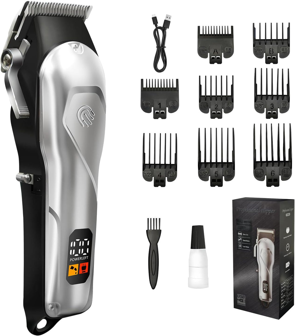 Cordless Hair Clippers for Men Professional Hair Trimmer with 8 Guide Combs