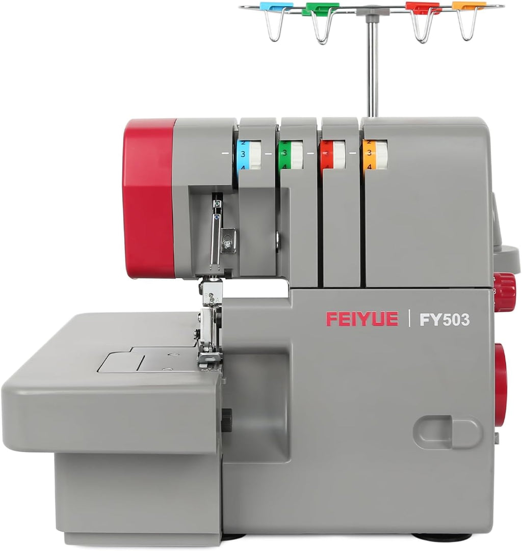 FEIYUE FY503 Serger Overlock Machine, 2/3/4-Thread Capability | Built‑in Rolled Hem, Adjustable Differential Feed, Durable Metal Frame, 1100 SPM