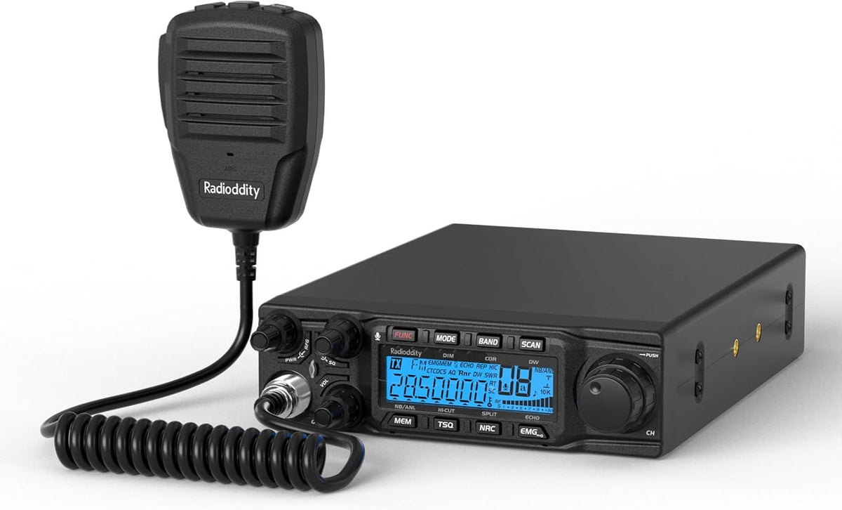 Radioddity QT80 10 Meter Mobile Ham Radio SSB/AM/FM/PA 80W, CTCSS/DCS | RX/TX Noise Reduction Amateur Transceiver, Large LCD Display, ASQ SWR High Alert for Trucks, Road Trips, Vehicle