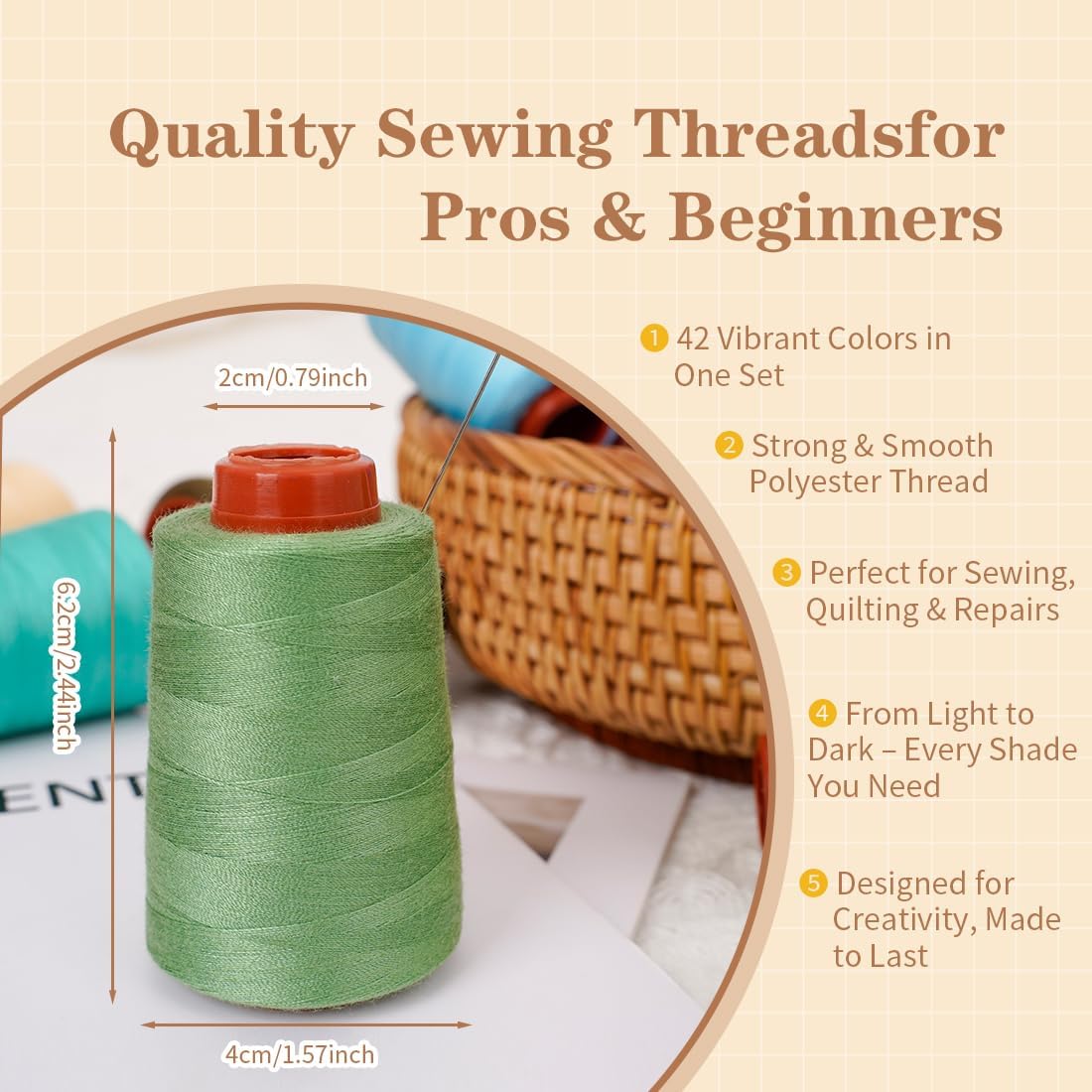 28 Colors Sewing Thread Kit All Purpose Polyester Thread Assorted Colors for Sewing Machine and Hand Stitching Use - 800 Yards per Spool