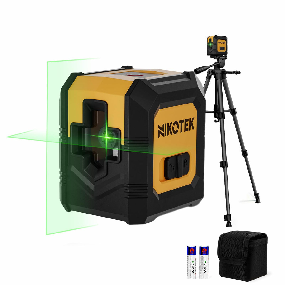 Laser Level with Tripod, Self-Leveling Green Beam Horizontal and Vertical Cross-Line Laser for Home Decoration Carrying Pouch, Battery Included