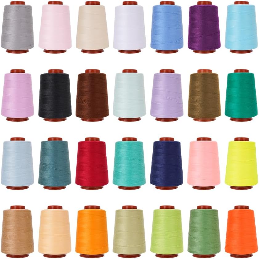 28 Colors Sewing Thread Kit All Purpose Polyester Thread Assorted Colors for Sewing Machine and Hand Stitching Use - 800 Yards per Spool