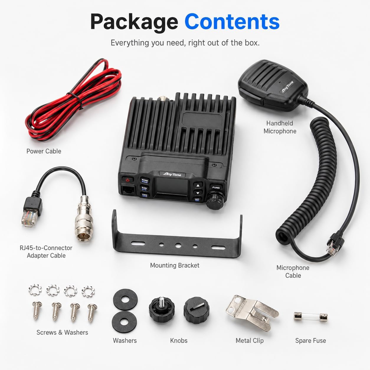 AnyTone AT-5000 CB Radio with SSB, 40 Channels Mobile Transceiver, USB/LSB, NOAA Weather, NRC Noise Reduction, SWR Meter, VOX, 12V/24V for Semi Trucks