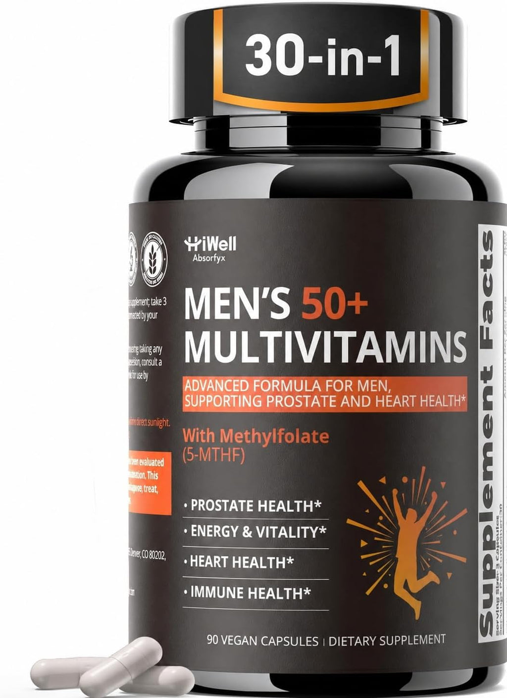 Multivitamin for Men Over 50 W/CoQ10, Methylfolate, Saw Palmetto, 90 Count | Energy Support, Prostate Health, Immune Support, Third-Party Tested, Vegan Capsules, High Absorption, 30+ nutrients, non-GMO