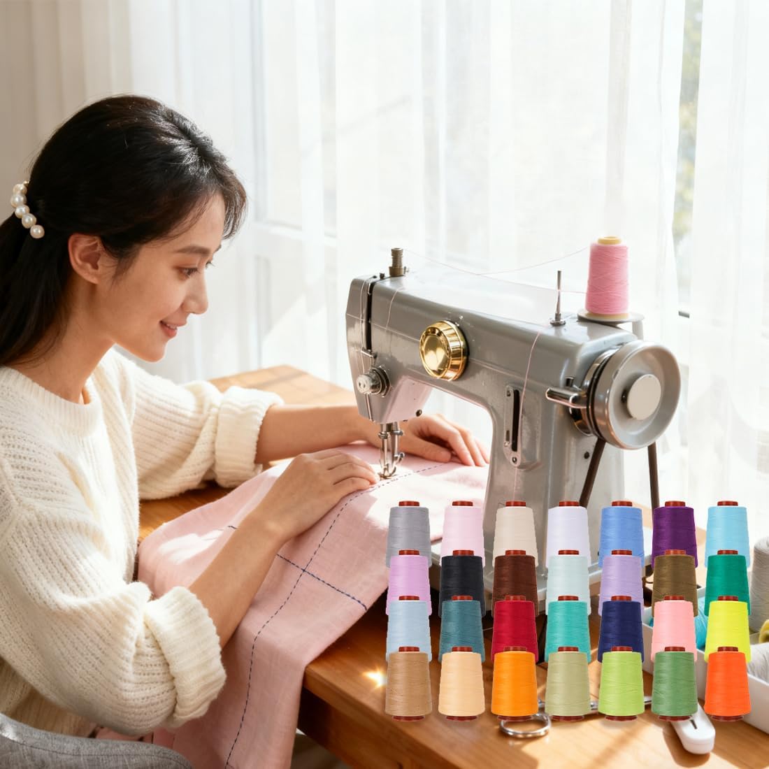 28 Colors Sewing Thread Kit All Purpose Polyester Thread Assorted Colors for Sewing Machine and Hand Stitching Use - 800 Yards per Spool