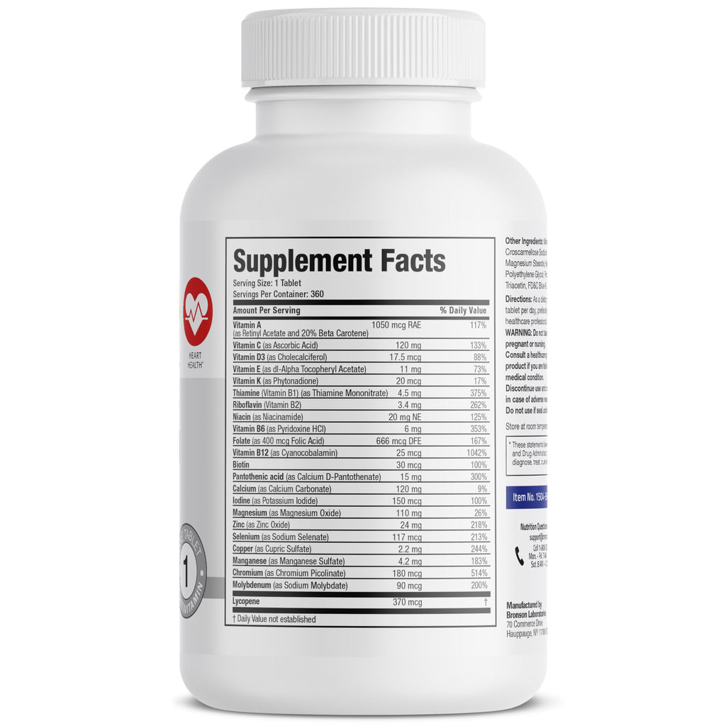 Bronson ONE Daily Mens 50+ Complete Multivitamin Multimineral, 90 Tablets | Once-Daily, Targeted Nutrition For Active Men Over 50, Non-GMO, Gluten-Free, Soy-Free