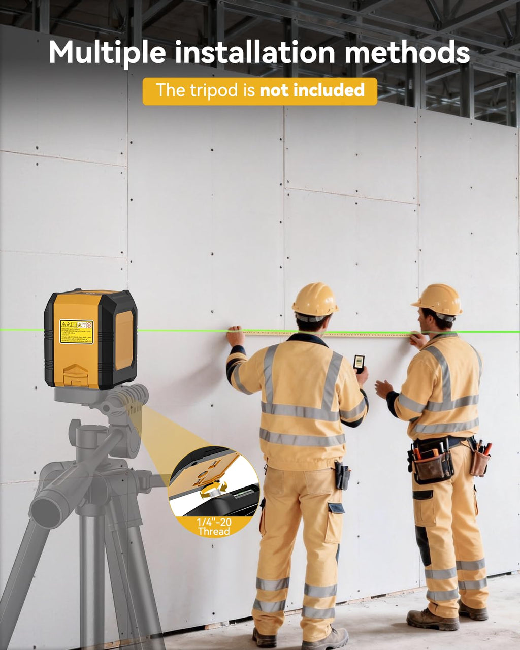Laser Level with Tripod, Self-Leveling Green Beam Horizontal and Vertical Cross-Line Laser for Home Decoration Carrying Pouch, Battery Included