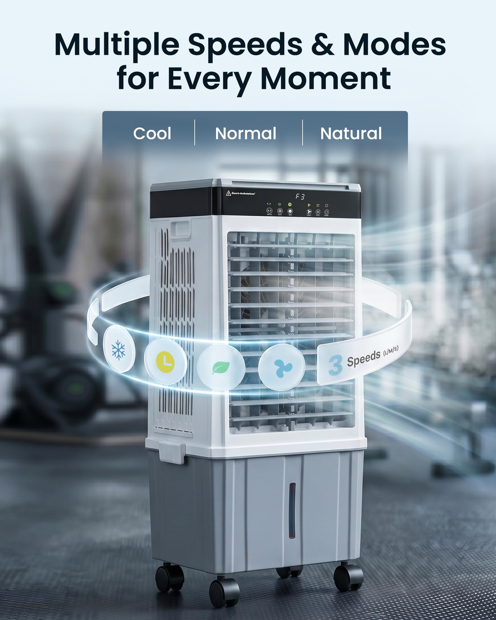 Air Choice Swamp Cooler, 46" Tower Cooling Fans that Blow Cold Air, 4.5Gal Removable Water Tank, 4 Ice Packs, 60° Oscillation, 3 Speeds, 12H Timer, Portable Evaporative Air Cooler for Bedroom Office