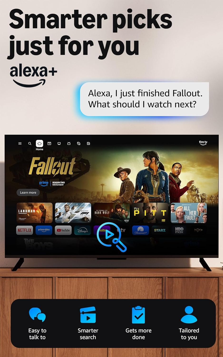 Amazon Fire TV Stick 4K Plus (newest model) with AI-powered Fire TV Search, Wi-Fi 6, stream hundreds of thousands of movies and shows, free & live TV, find shows faster with Alexa+