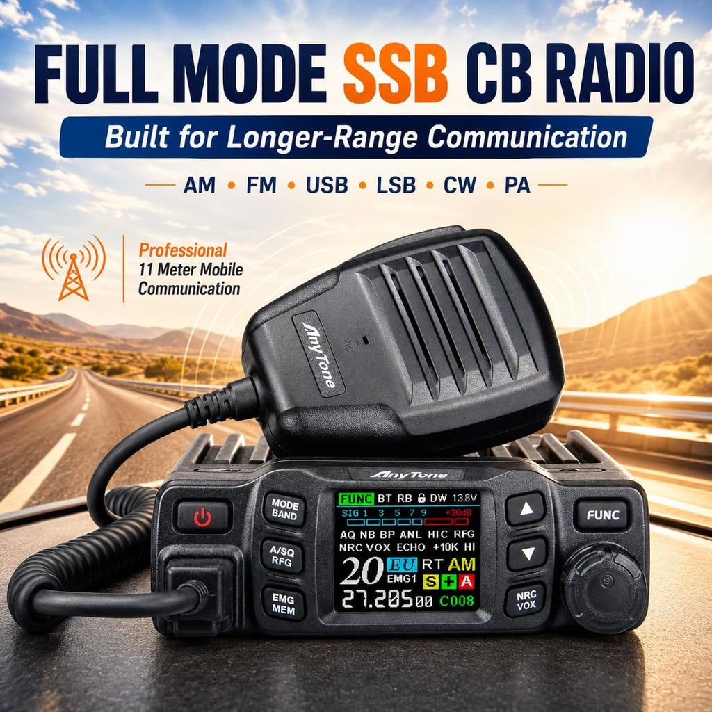 AnyTone AT-5000 CB Radio with SSB, 40 Channels Mobile Transceiver, USB/LSB, NOAA Weather, NRC Noise Reduction, SWR Meter, VOX, 12V/24V for Semi Trucks