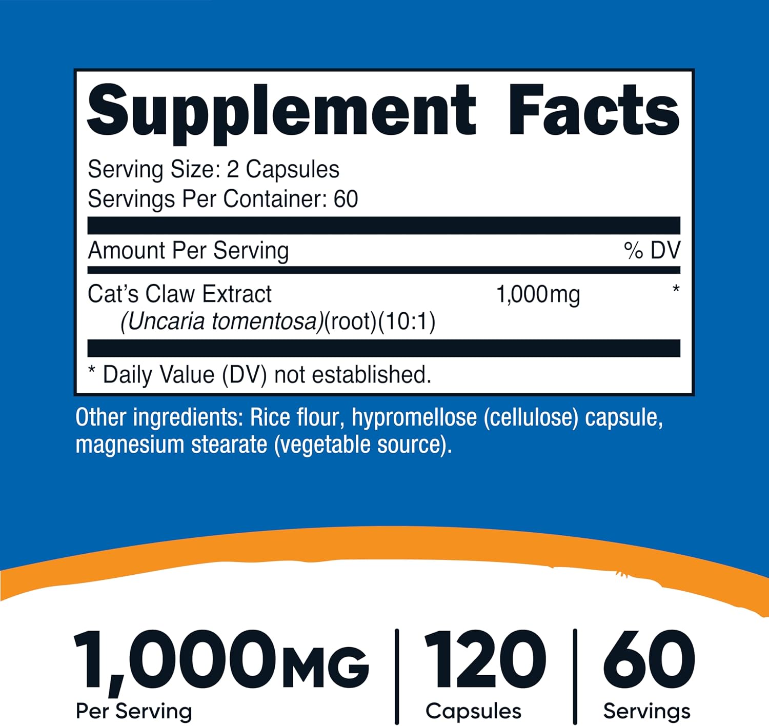 Nutricost Cat's Claw 1000mg, 120 Capsules, 60 Servings, Gluten-Free | Vegetarian Caps, GMO-Free