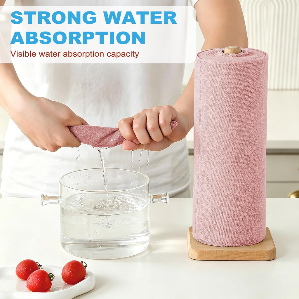 Puomue 55 Pack Microfiber Cleaning Cloth Roll, Tear Away Reusable Paper Towels, 11" x 9", Ultra Absorbent & Lint Free Microfiber Cloth for Cleaning Cars, Kitchen, Window, Home and Shop, Grey