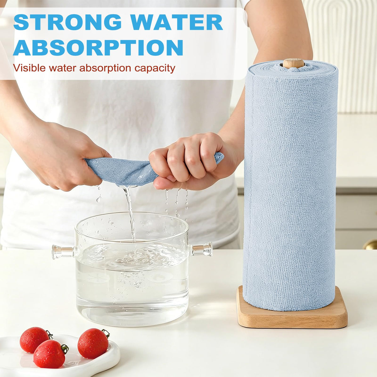 Puomue 55 Pack Microfiber Cleaning Cloth Roll, Tear Away Reusable Paper Towels, 11" x 9", Ultra Absorbent & Lint Free Microfiber Cloth for Cleaning Cars, Kitchen, Window, Home and Shop, Grey