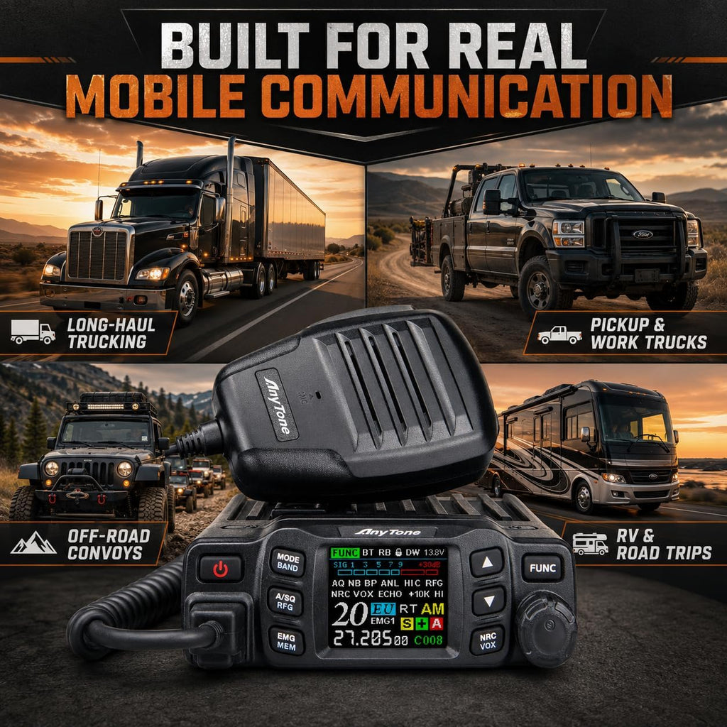 AnyTone AT-5000 CB Radio with SSB, 40 Channels Mobile Transceiver, USB/LSB, NOAA Weather, NRC Noise Reduction, SWR Meter, VOX, 12V/24V for Semi Trucks