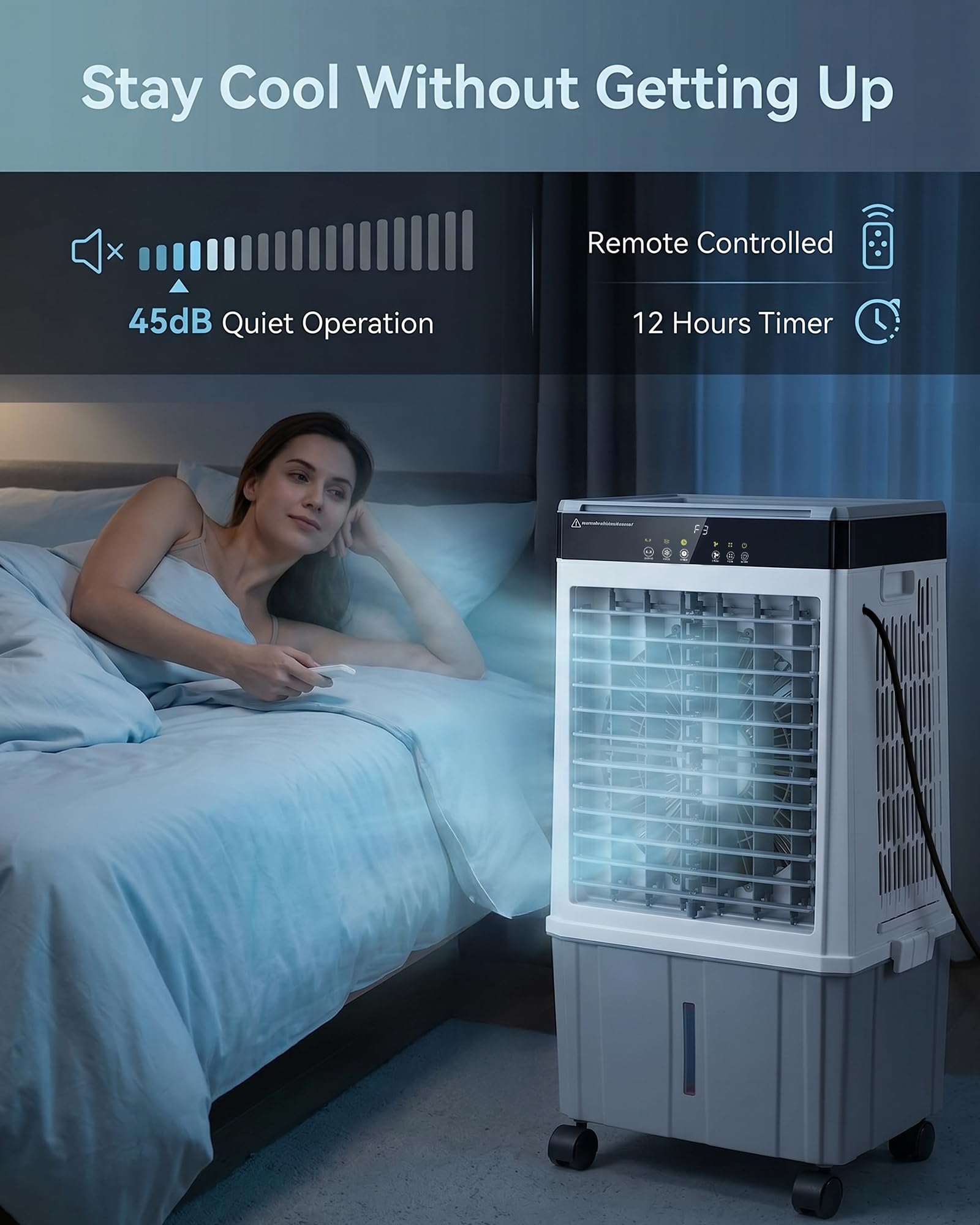 Air Choice Swamp Cooler, 46" Tower Cooling Fans that Blow Cold Air, 4.5Gal Removable Water Tank, 4 Ice Packs, 60° Oscillation, 3 Speeds, 12H Timer, Portable Evaporative Air Cooler for Bedroom Office