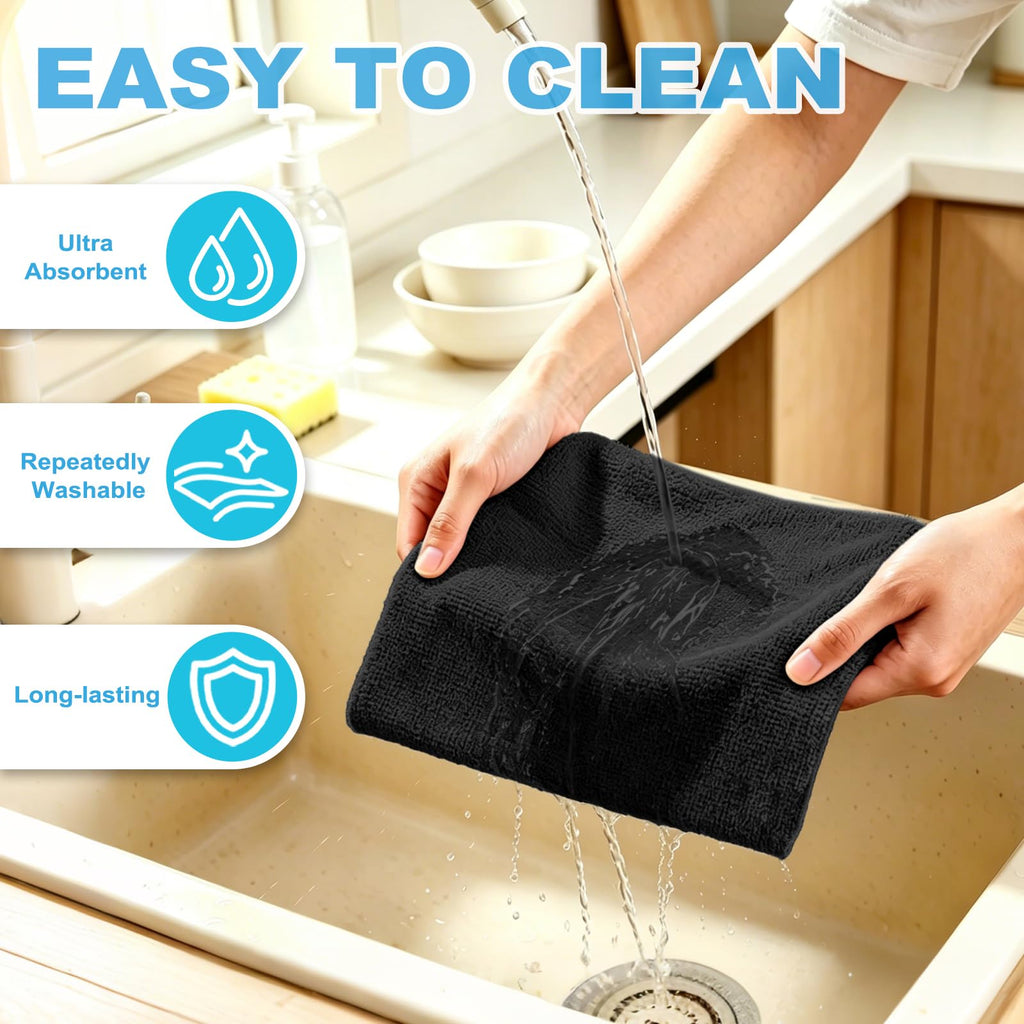 Puomue 55 Pack Microfiber Cleaning Cloth Roll, Tear Away Reusable Paper Towels, 11" x 9", Ultra Absorbent & Lint Free Microfiber Cloth for Cleaning Cars, Kitchen, Window, Home and Shop, Grey