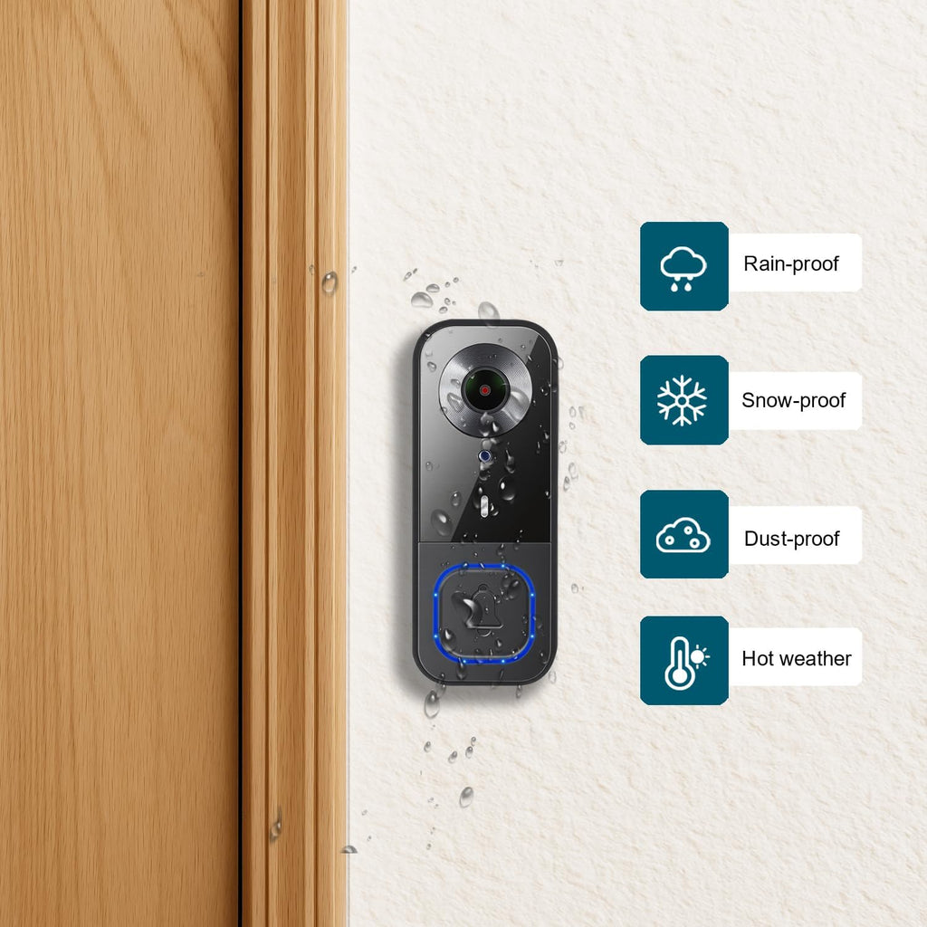 Video Doorbell Wireless with Screen 1080p, No Subscription Door Bell Camera with Monitor Screen, Local Storage NO WiFi and APP Needed, Video Intercom Two-Way Audio,160° View,Night Vision