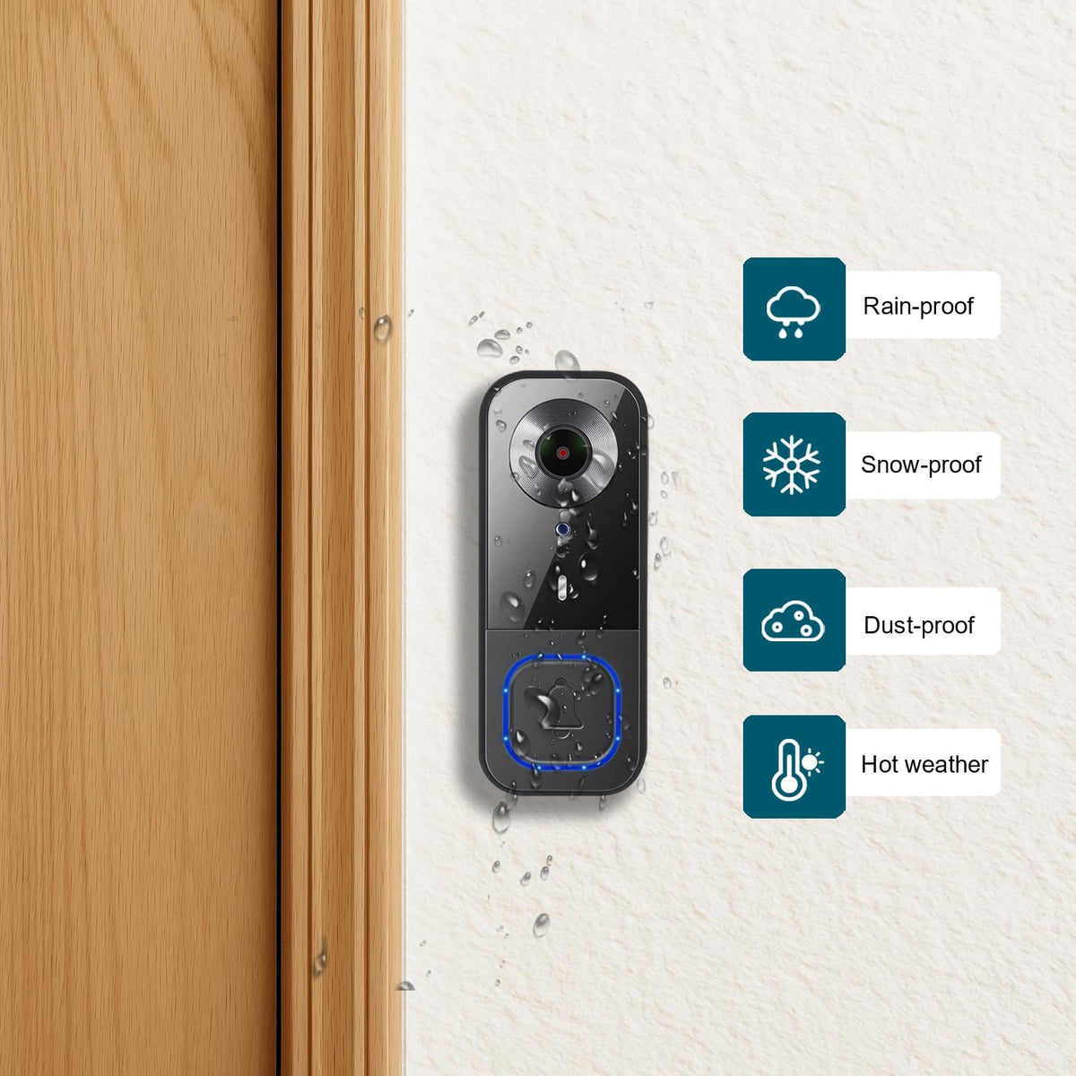 Video Doorbell Wireless with Screen 1080p, No Subscription Door Bell Camera with Monitor Screen, Local Storage NO WiFi and APP Needed, Video Intercom Two-Way Audio,160° View,Night Vision