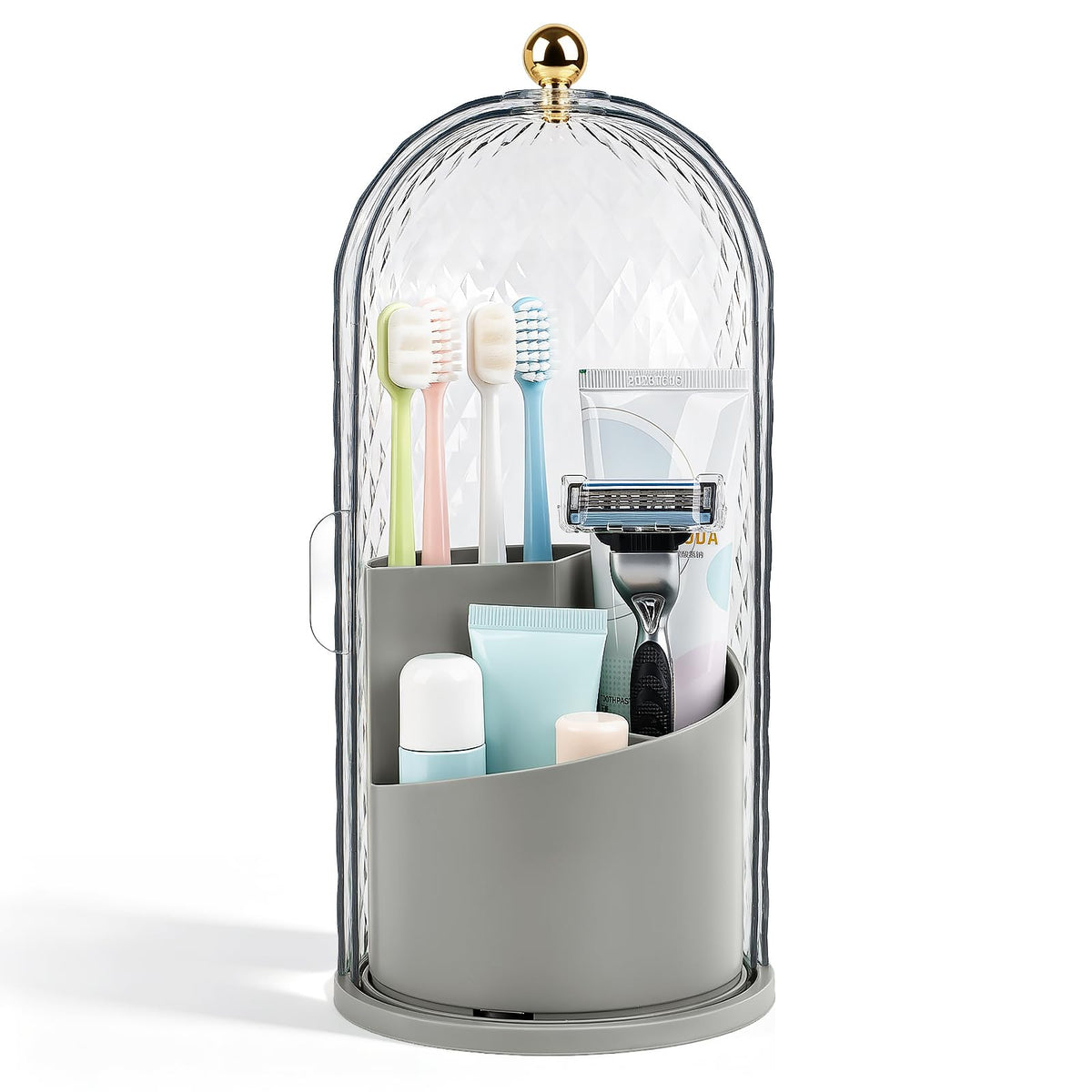 Toothbrush Holder with Cover for Bathroom Countertop, Organizer, White