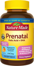 Nature Made Prenatal Vitamins for Women with Folic Acid + DHA, 110 Softgels | Prenatal Vitamin and Mineral Supplement for Daily Nutritional Support, With Folic Acid and 19 Other Nutrients, 110 Day Supply