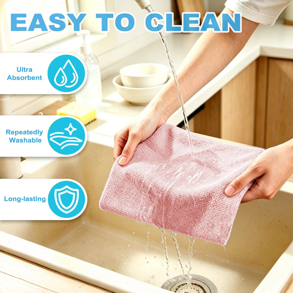 Puomue 55 Pack Microfiber Cleaning Cloth Roll, Tear Away Reusable Paper Towels, 11" x 9", Ultra Absorbent & Lint Free Microfiber Cloth for Cleaning Cars, Kitchen, Window, Home and Shop, Grey