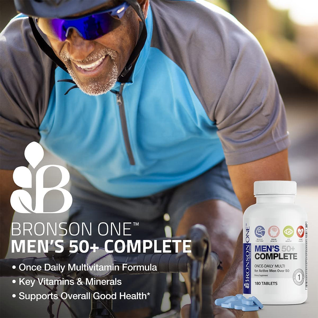Bronson ONE Daily Mens 50+ Complete Multivitamin Multimineral, 90 Tablets | Once-Daily, Targeted Nutrition For Active Men Over 50, Non-GMO, Gluten-Free, Soy-Free