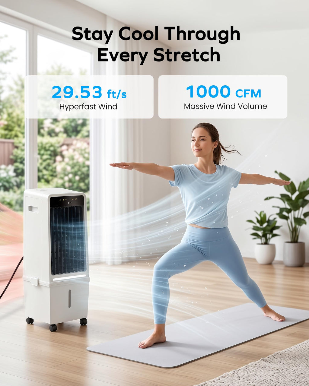 Air Choice Swamp Cooler, 46" Tower Cooling Fans that Blow Cold Air, 4.5Gal Removable Water Tank, 4 Ice Packs, 60° Oscillation, 3 Speeds, 12H Timer, Portable Evaporative Air Cooler for Bedroom Office