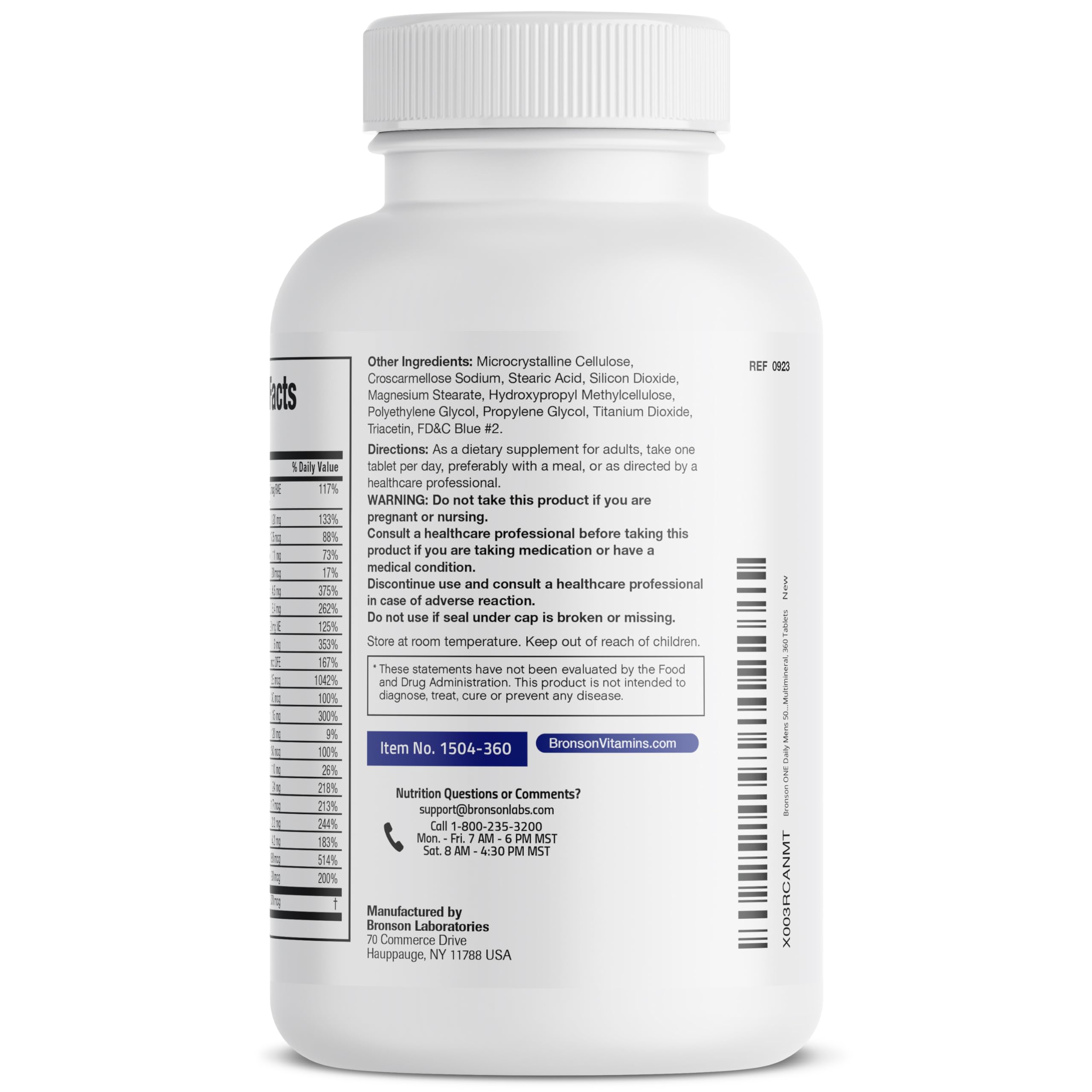 Bronson ONE Daily Mens 50+ Complete Multivitamin Multimineral, 90 Tablets | Once-Daily, Targeted Nutrition For Active Men Over 50, Non-GMO, Gluten-Free, Soy-Free