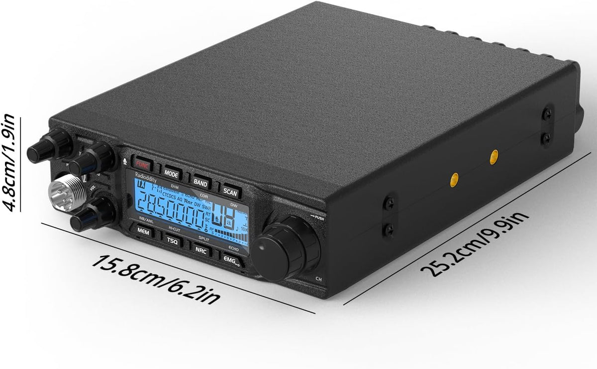 Radioddity QT80 10 Meter Mobile Ham Radio SSB/AM/FM/PA 80W, CTCSS/DCS | RX/TX Noise Reduction Amateur Transceiver, Large LCD Display, ASQ SWR High Alert for Trucks, Road Trips, Vehicle