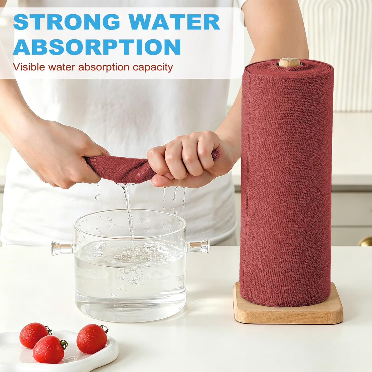 Puomue 55 Pack Microfiber Cleaning Cloth Roll, Tear Away Reusable Paper Towels, 11" x 9", Ultra Absorbent & Lint Free Microfiber Cloth for Cleaning Cars, Kitchen, Window, Home and Shop, Grey