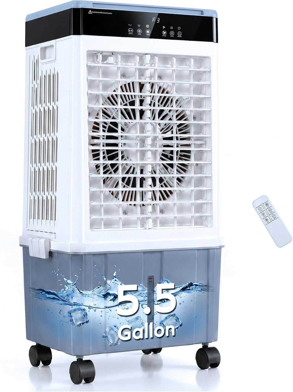 Air Choice Swamp Cooler, 46" Tower Cooling Fans that Blow Cold Air, 4.5Gal Removable Water Tank, 4 Ice Packs, 60° Oscillation, 3 Speeds, 12H Timer, Portable Evaporative Air Cooler for Bedroom Office