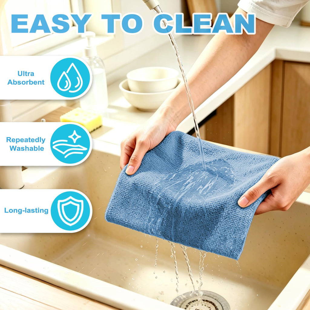 Puomue 55 Pack Microfiber Cleaning Cloth Roll, Tear Away Reusable Paper Towels, 11" x 9", Ultra Absorbent & Lint Free Microfiber Cloth for Cleaning Cars, Kitchen, Window, Home and Shop, Grey