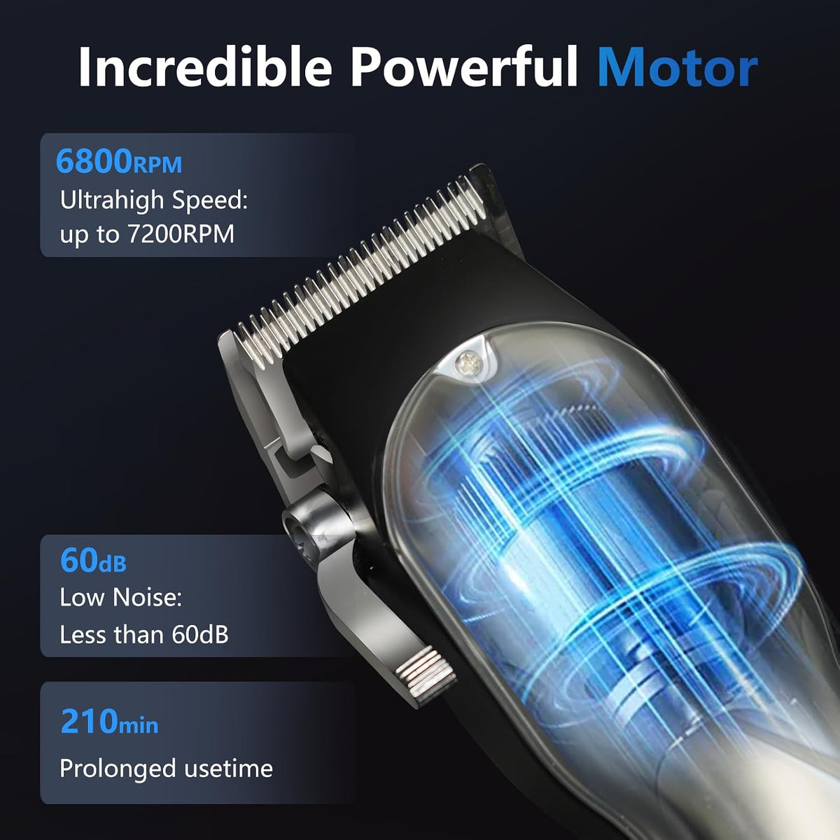 Cordless Hair Clippers for Men Professional Hair Trimmer with 8 Guide Combs