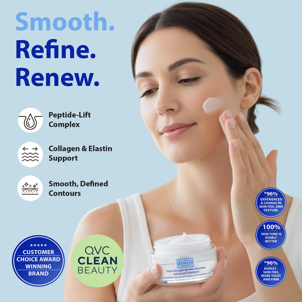 Dr. Denese SkinScience Triple Strength Wrinkle Smoother Advanced Treatment Combines Natural Extracts with Enhanced Peptide Technology To Tighten & Firm Skin - Paraben-Free Cruelty-Free 3.4oz