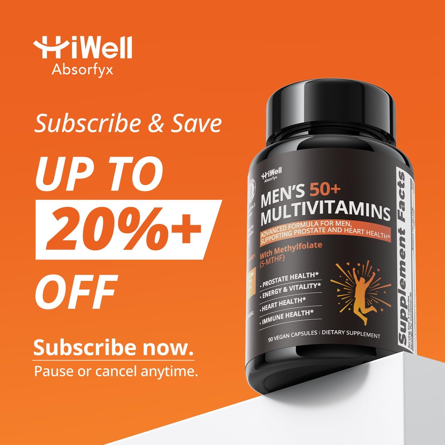 Multivitamin for Men Over 50 W/CoQ10, Methylfolate, Saw Palmetto, 90 Count | Energy Support, Prostate Health, Immune Support, Third-Party Tested, Vegan Capsules, High Absorption, 30+ nutrients, non-GMO