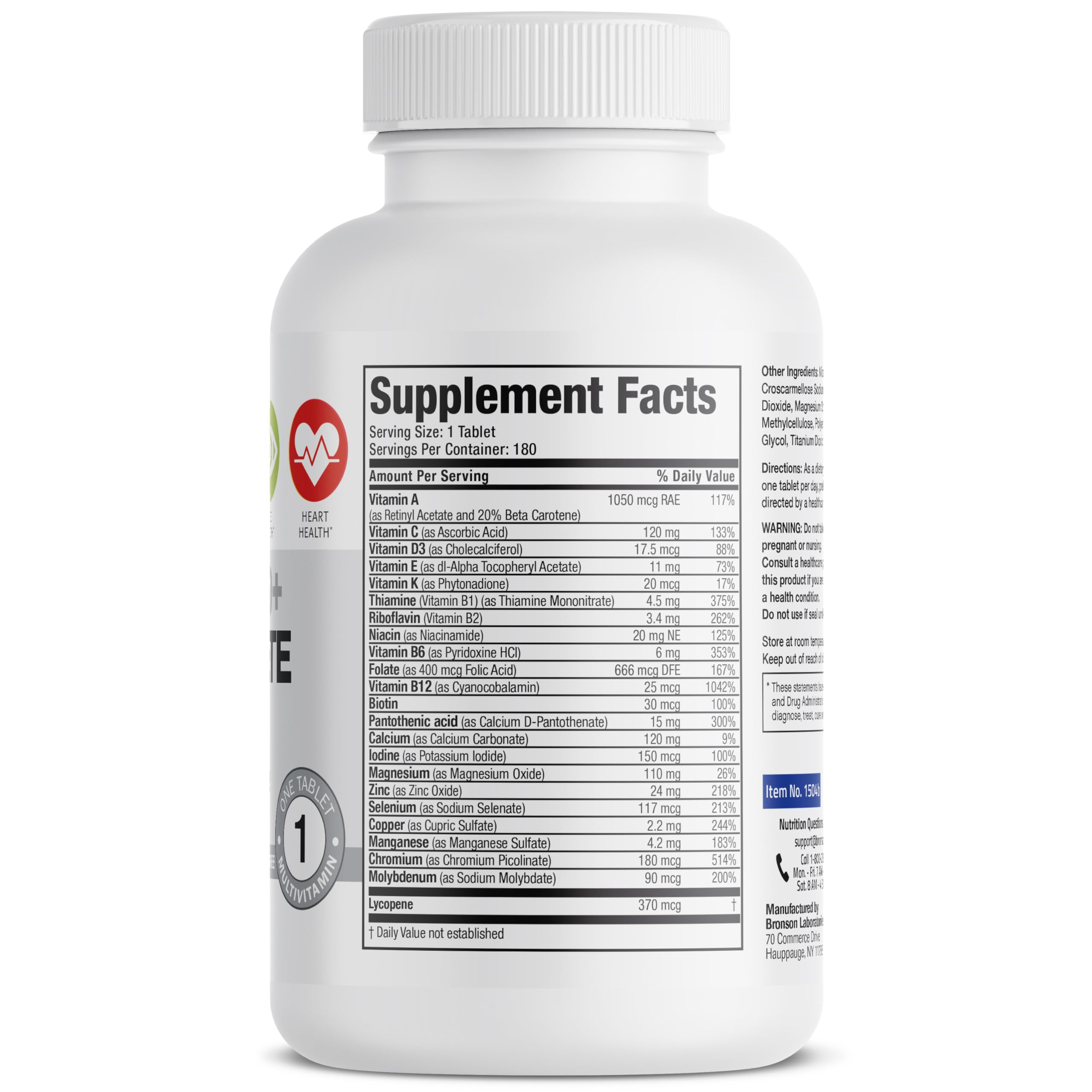 Bronson ONE Daily Mens 50+ Complete Multivitamin Multimineral, 90 Tablets | Once-Daily, Targeted Nutrition For Active Men Over 50, Non-GMO, Gluten-Free, Soy-Free