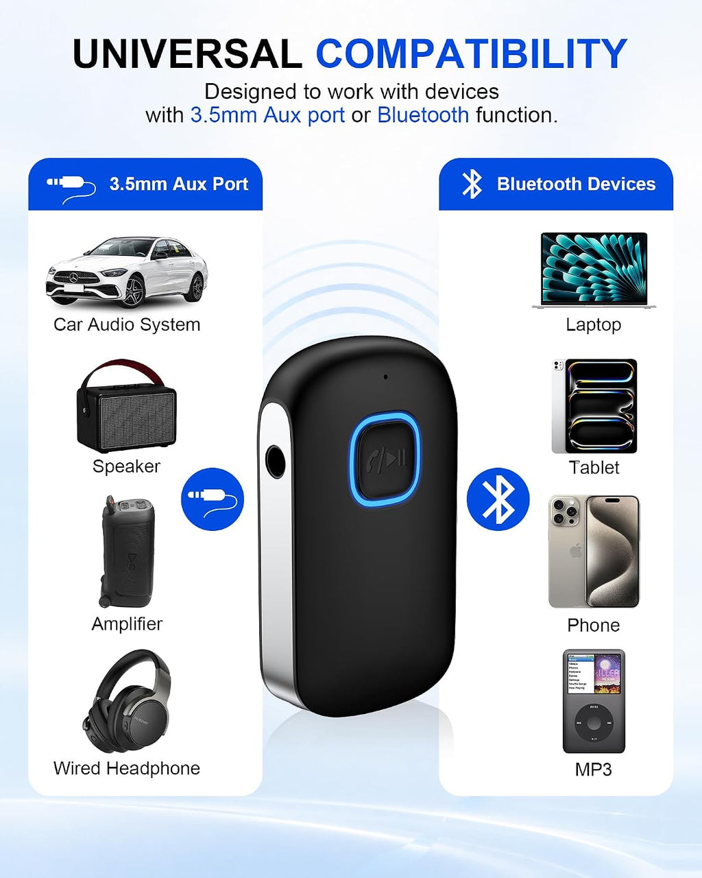 Bluetooth Car Adapter, 3.5mm Aux Receiver | Ox Auxiliary Adaptador
