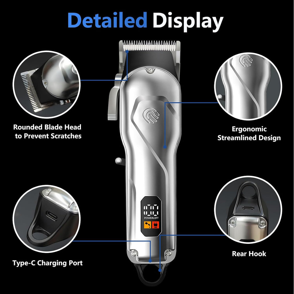 Cordless Hair Clippers for Men Professional Hair Trimmer with 8 Guide Combs