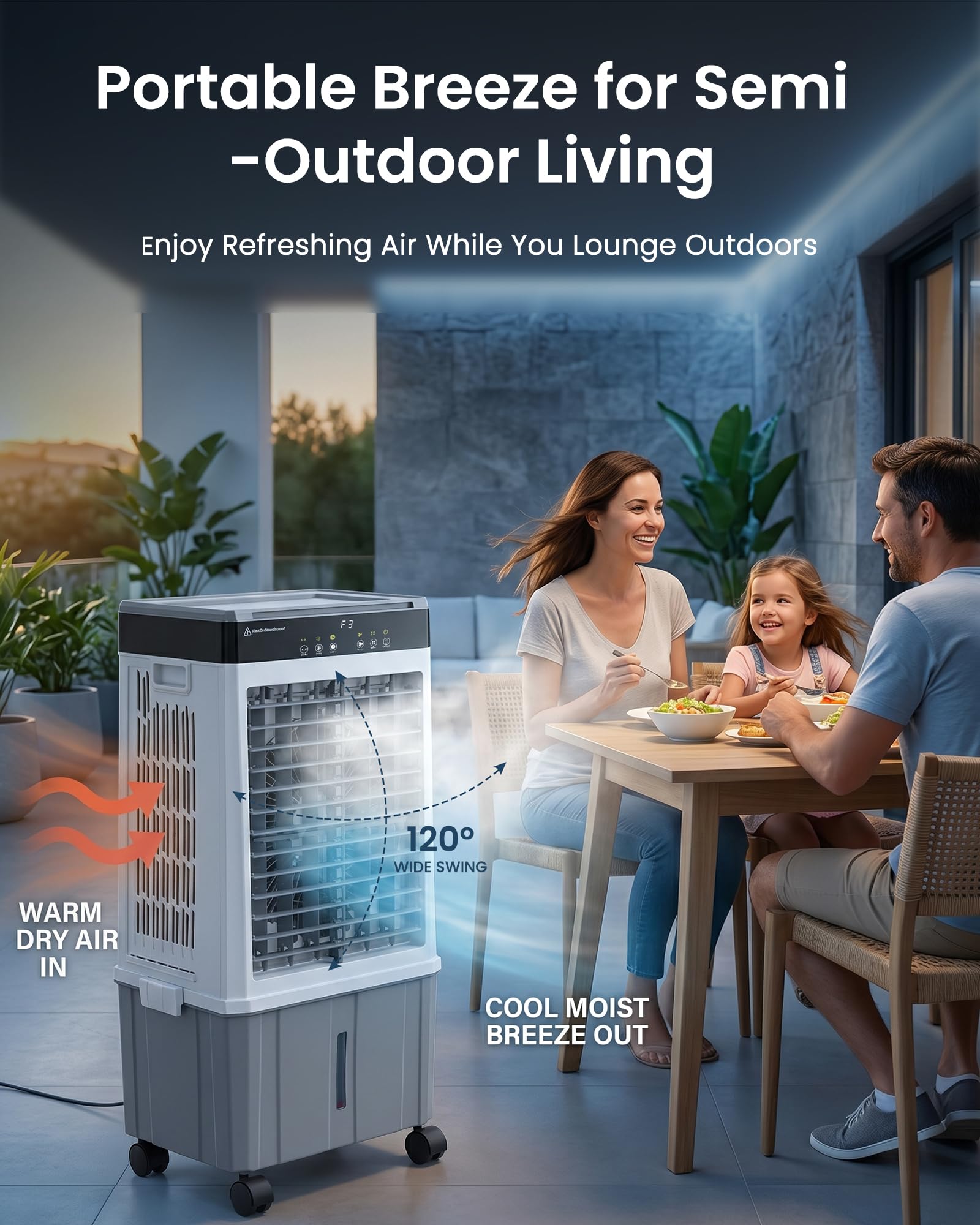 Air Choice Swamp Cooler, 46" Tower Cooling Fans that Blow Cold Air, 4.5Gal Removable Water Tank, 4 Ice Packs, 60° Oscillation, 3 Speeds, 12H Timer, Portable Evaporative Air Cooler for Bedroom Office