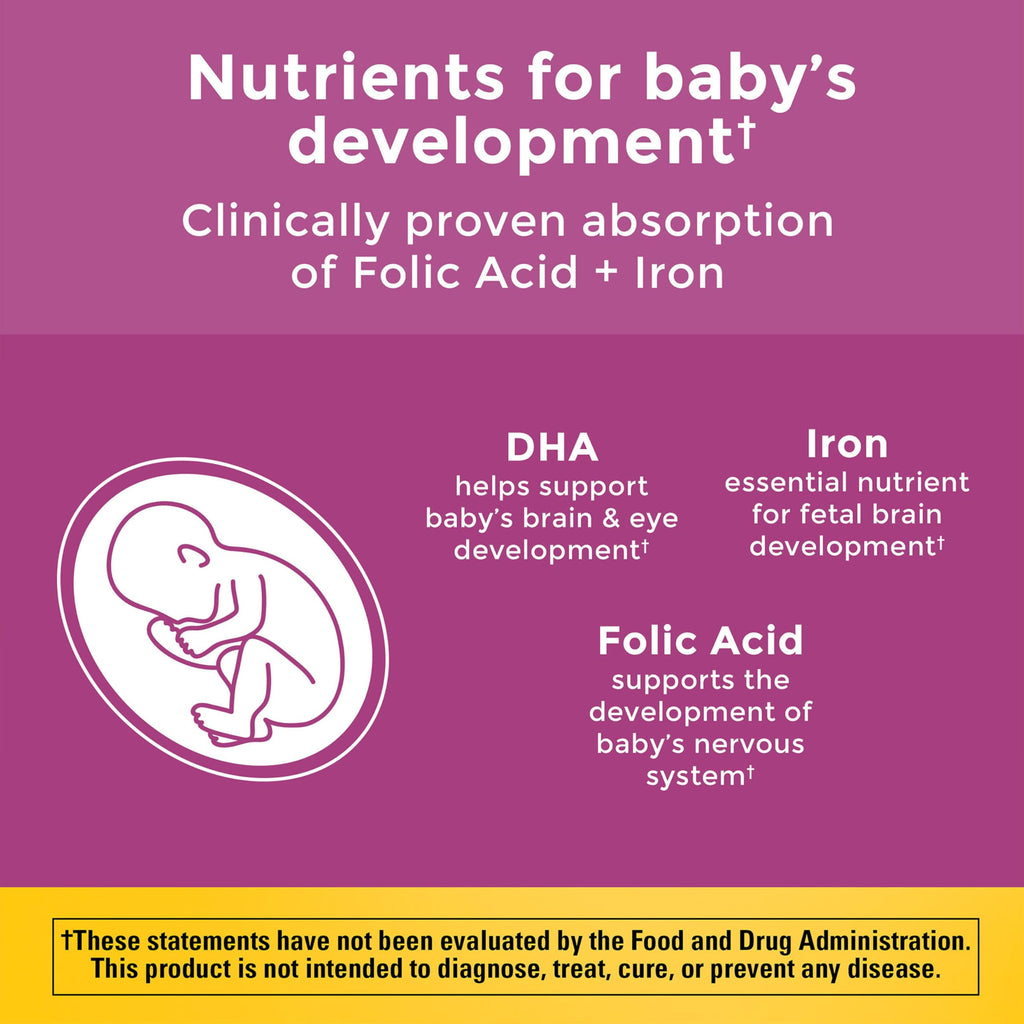 Nature Made Prenatal Vitamins for Women with Folic Acid + DHA, 110 Softgels | Prenatal Vitamin and Mineral Supplement for Daily Nutritional Support, With Folic Acid and 19 Other Nutrients, 110 Day Supply