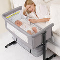 Baby Bassinet, 3 in 1 Bedside Bassinets for Baby, Bassinet Bedside Sleeper with Wheels, Adjustable Height with Rocking Mode, Breathable Mesh, Storage Basket, Easy Assemble & Folding (Dark Gray)