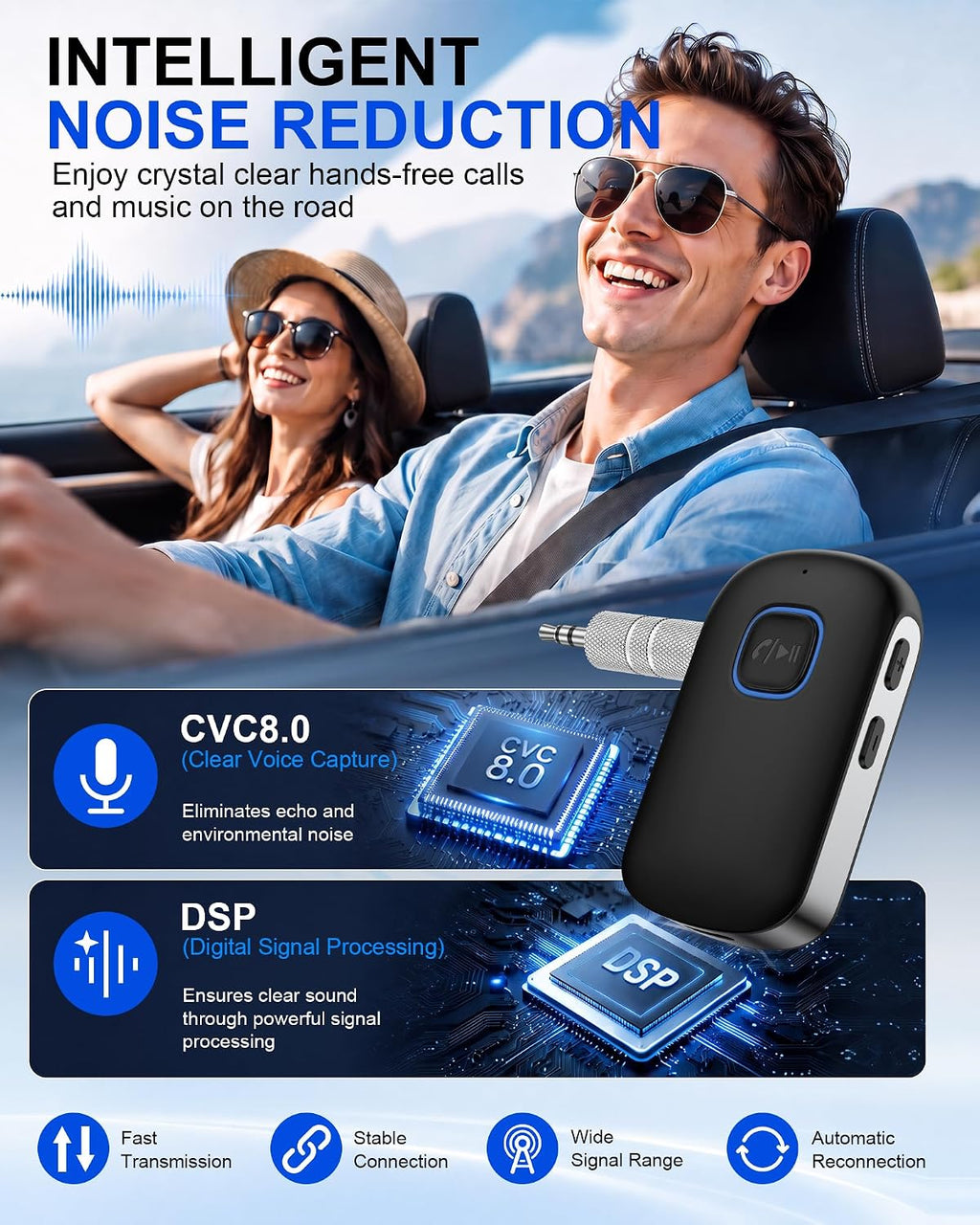 Bluetooth Car Adapter, 3.5mm Aux Receiver | Ox Auxiliary Adaptador