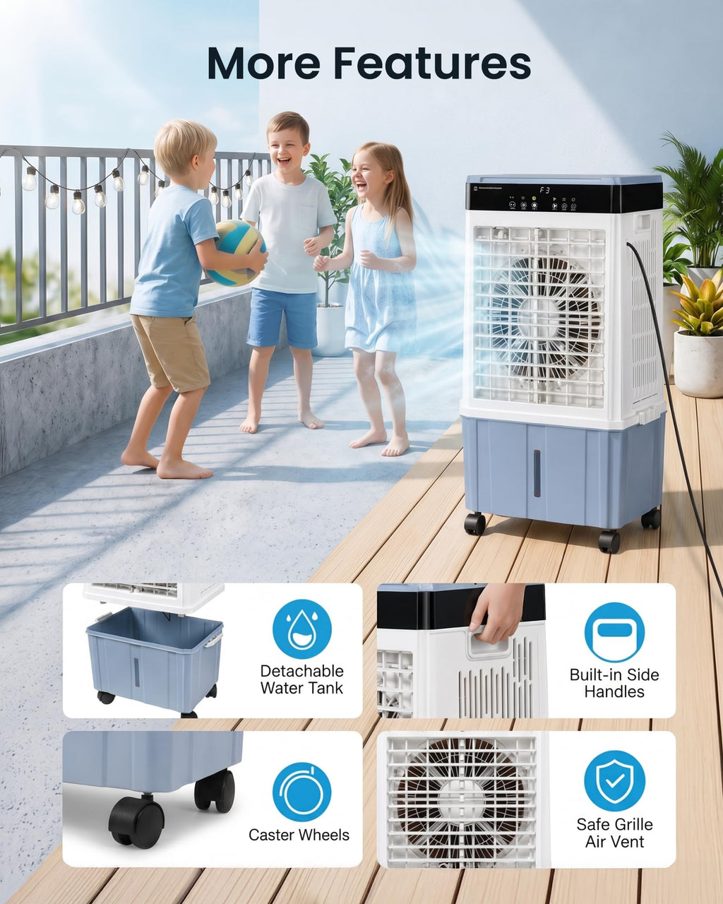Air Choice Swamp Cooler, 46" Tower Cooling Fans that Blow Cold Air, 4.5Gal Removable Water Tank, 4 Ice Packs, 60° Oscillation, 3 Speeds, 12H Timer, Portable Evaporative Air Cooler for Bedroom Office