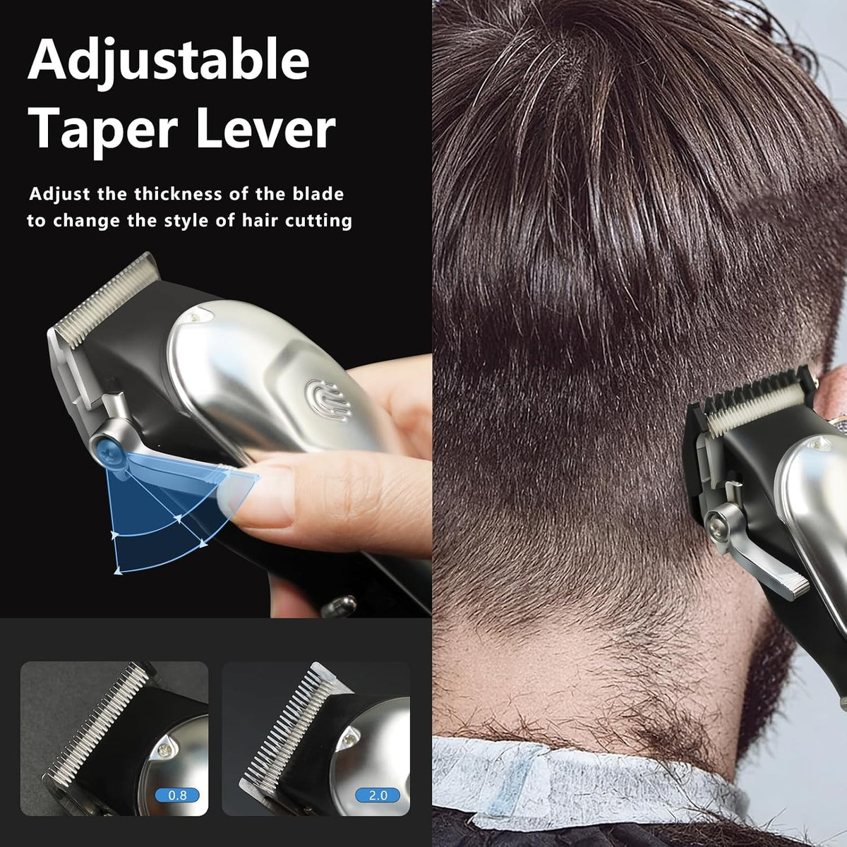 Cordless Hair Clippers for Men Professional Hair Trimmer with 8 Guide Combs