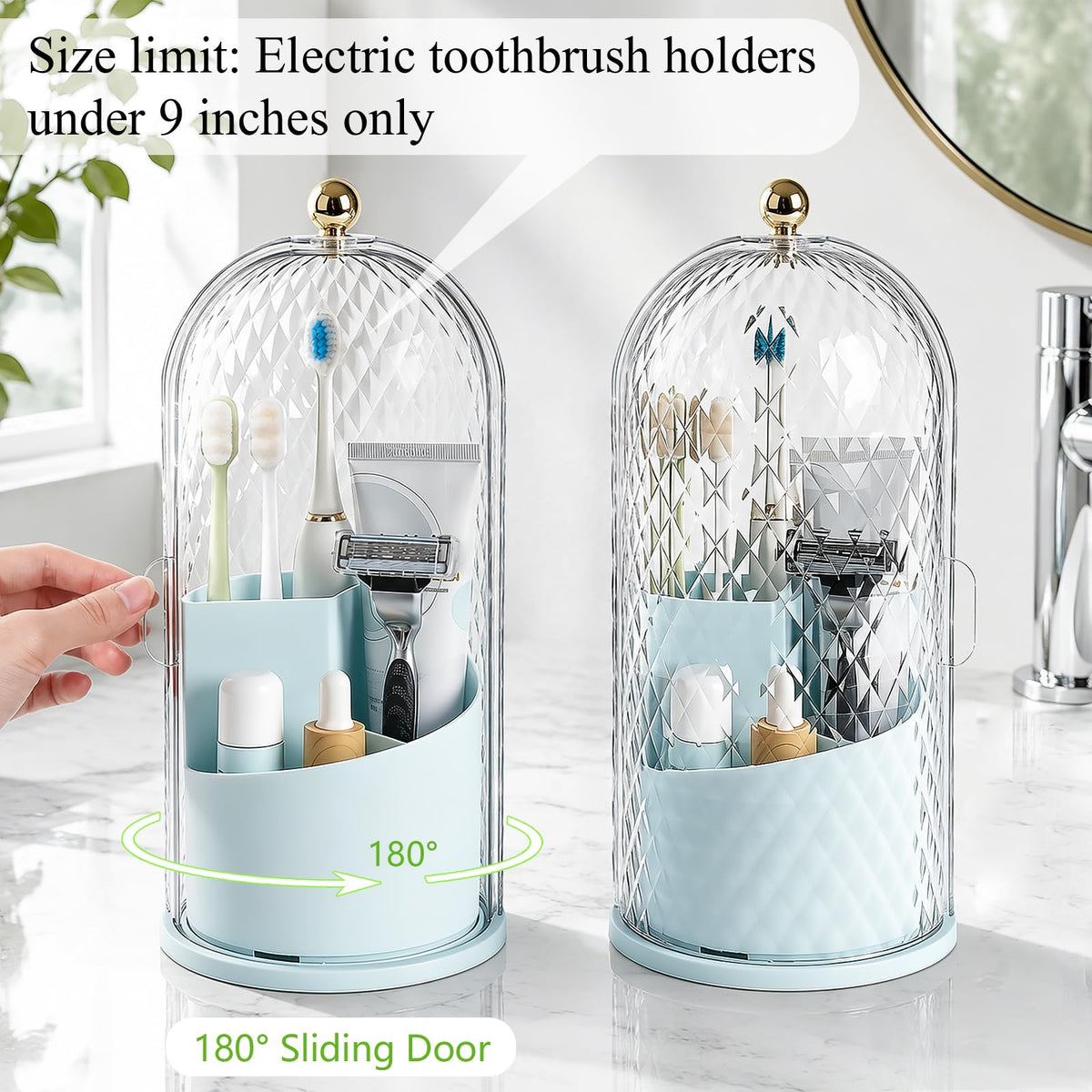 Toothbrush Holder with Cover for Bathroom Countertop, Organizer, White