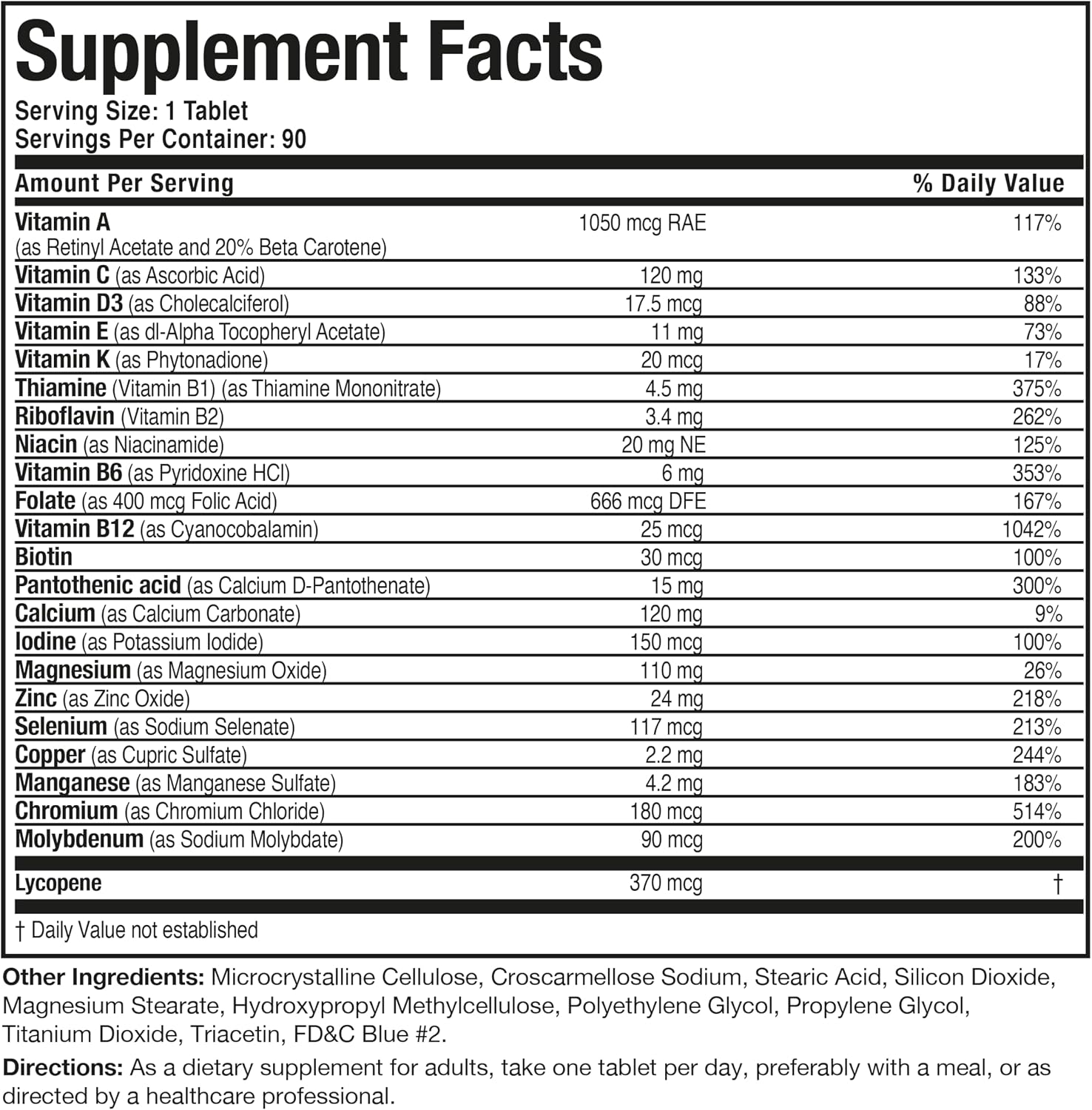 Bronson ONE Daily Mens 50+ Complete Multivitamin Multimineral, 90 Tablets | Once-Daily, Targeted Nutrition For Active Men Over 50, Non-GMO, Gluten-Free, Soy-Free